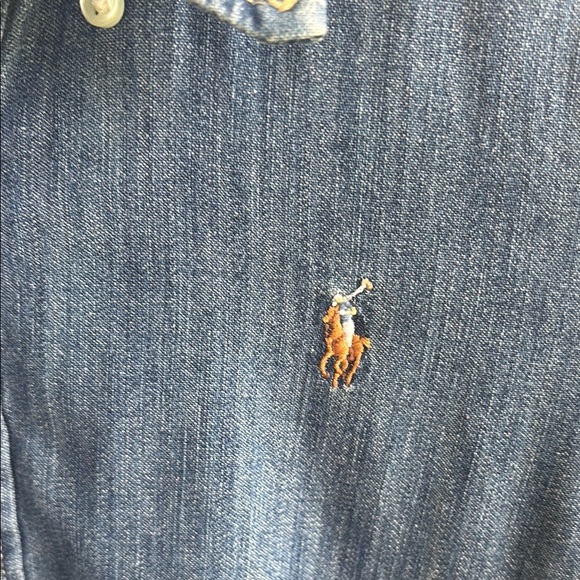 Ralph Lauren Blue Denim Long Sleeve Dress with Black Belt - Picture 6 of 17